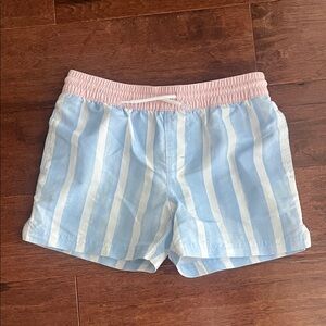 The Beaufort Bonnet Company Light Blue & White Striped Shorts w/Pink Waistband